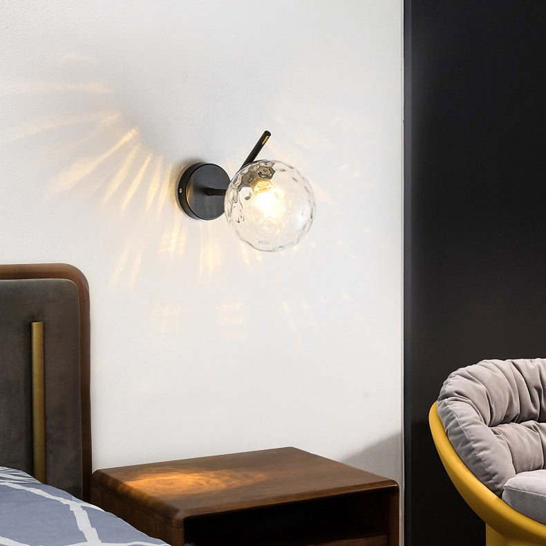 Minimalist Spherical Iron Glass 1-Light Wall Sconce Lamp