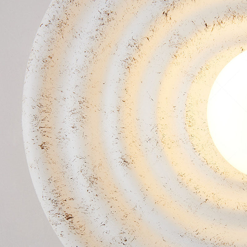 Round Corrugated Resin Glass 1-light Wall Sconce Lamp