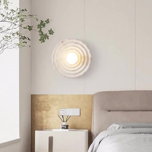 Round Corrugated Resin Glass 1-light Wall Sconce Lamp