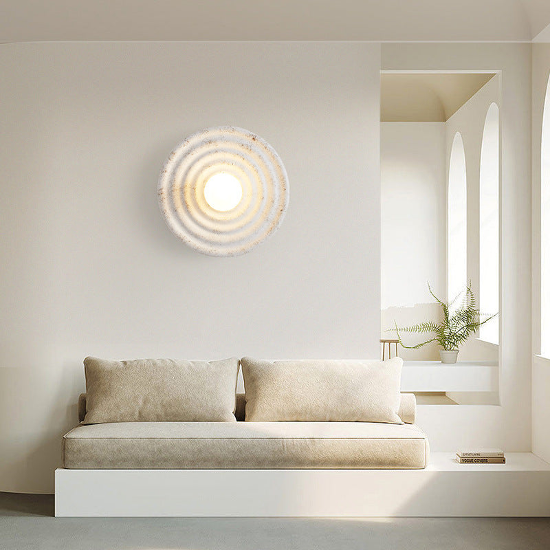 Round Corrugated Resin Glass 1-light Wall Sconce Lamp