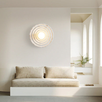 Round Corrugated Resin Glass 1-light Wall Sconce Lamp
