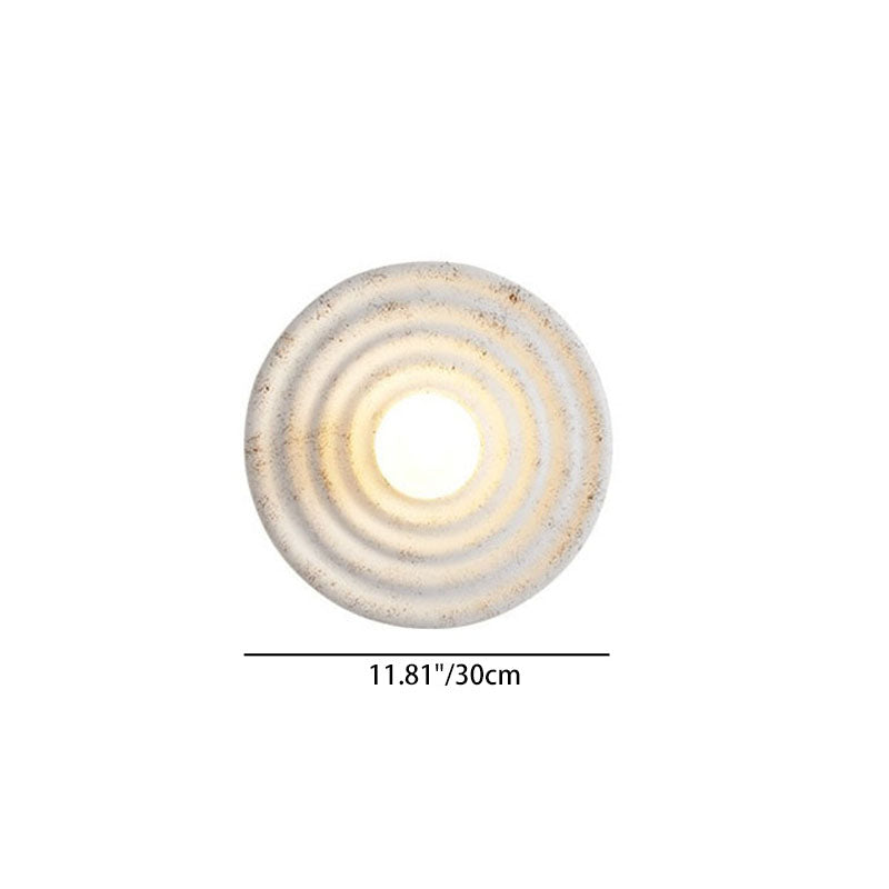 Round Corrugated Resin Glass 1-light Wall Sconce Lamp