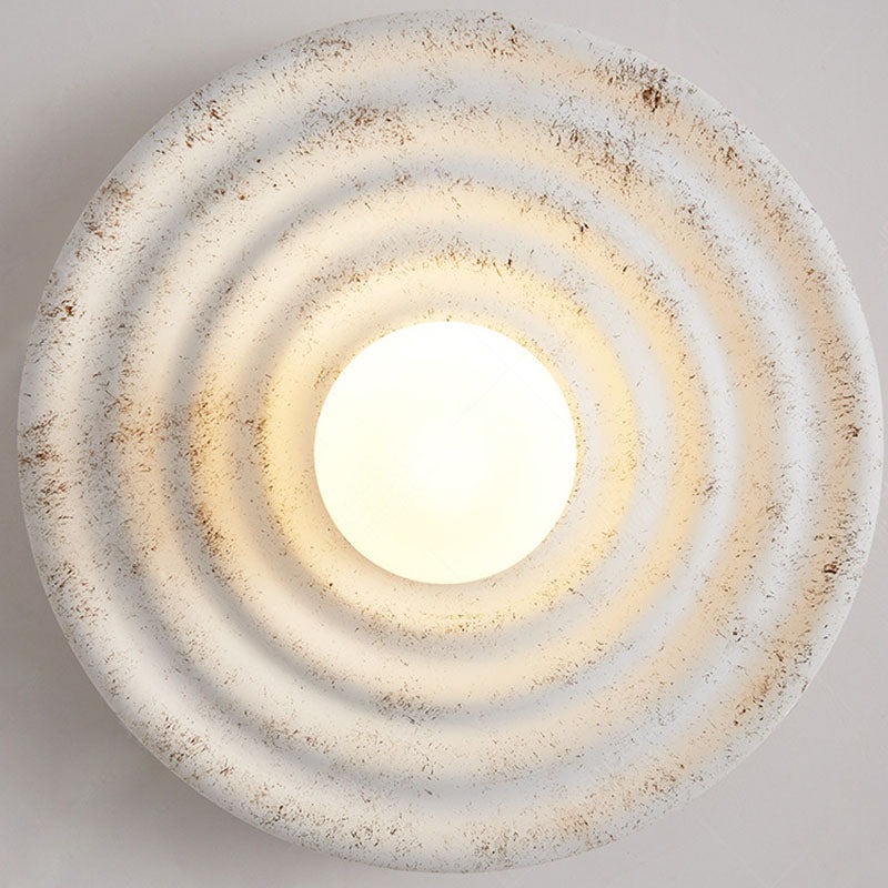 Round Corrugated Resin Glass 1-light Wall Sconce Lamp