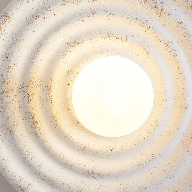 Round Corrugated Resin Glass 1-light Wall Sconce Lamp