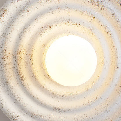 Round Corrugated Resin Glass 1-light Wall Sconce Lamp