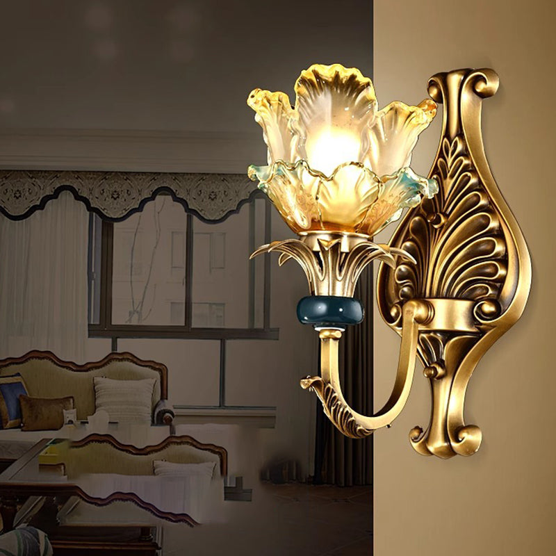 French Copper Glass 1/2-Light Wall Sconce Lamp