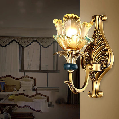 French Copper Glass 1/2-Light Wall Sconce Lamp