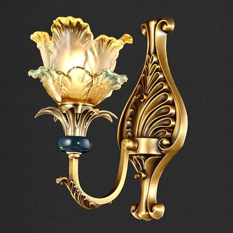 French Copper Glass 1/2-Light Wall Sconce Lamp