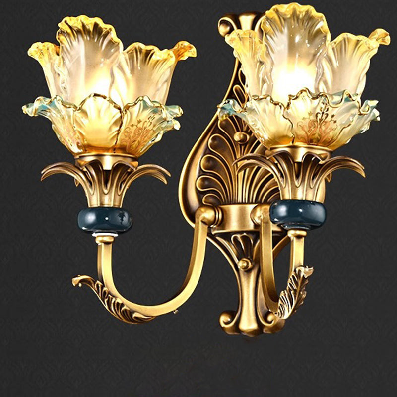 French Copper Glass 1/2-Light Wall Sconce Lamp