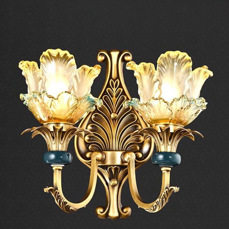 French Copper Glass 1/2-Light Wall Sconce Lamp