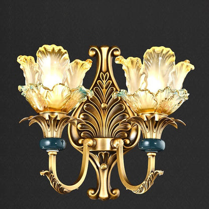 French Copper Glass 1/2-Light Wall Sconce Lamp