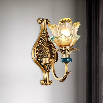French Copper Glass 1/2-Light Wall Sconce Lamp