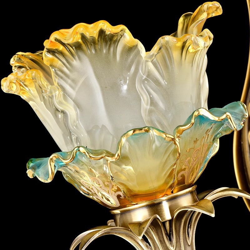 French Copper Glass 1/2-Light Wall Sconce Lamp