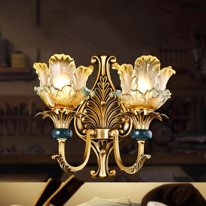 French Copper Glass 1/2-Light Wall Sconce Lamp