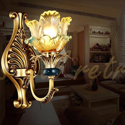 French Copper Glass 1/2-Light Wall Sconce Lamp