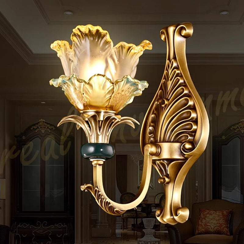 French Copper Glass 1/2-Light Wall Sconce Lamp