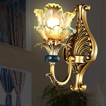 French Copper Glass 1/2-Light Wall Sconce Lamp
