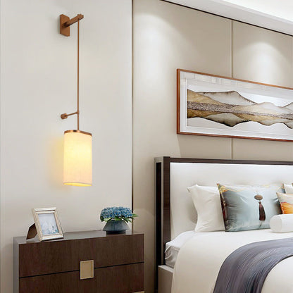 Long Stainless Steel Acrylic Linen 1-Light Wall Sconce Lamp