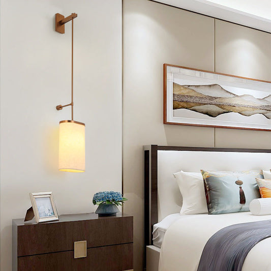 Long Stainless Steel Acrylic Linen 1-Light Wall Sconce Lamp