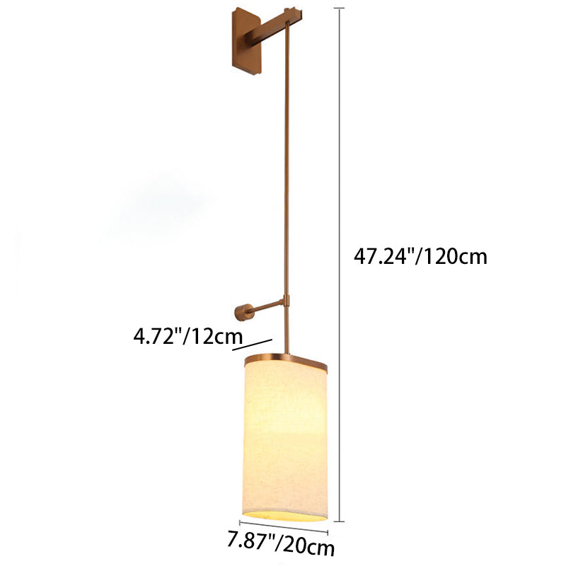 Long Stainless Steel Acrylic Linen 1-Light Wall Sconce Lamp