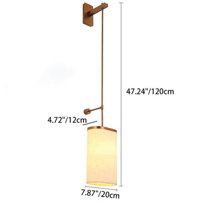 Long Stainless Steel Acrylic Linen 1-Light Wall Sconce Lamp