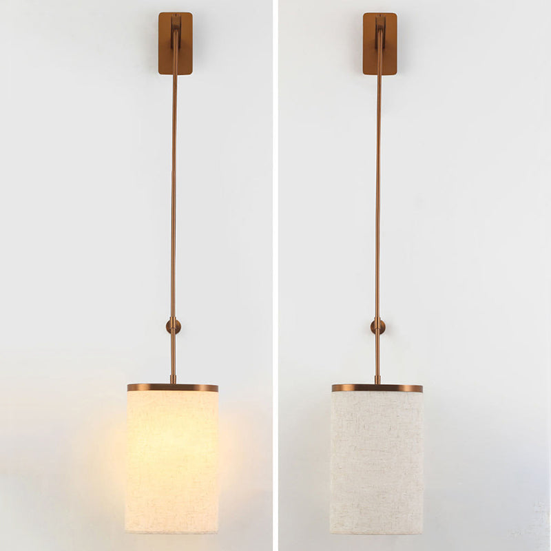 Long Stainless Steel Acrylic Linen 1-Light Wall Sconce Lamp