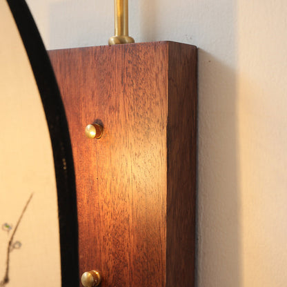 Chinese Hawthorn Wood Brass Fabric 1-Light Wall Sconce Lamp
