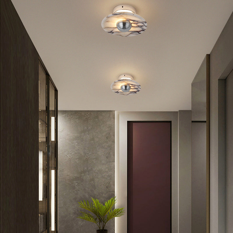 Contemporary Nordic Round Iron Marble LED Wall Sconce Lamp