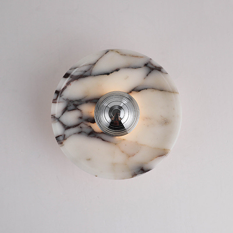 Contemporary Nordic Round Iron Marble LED Wall Sconce Lamp