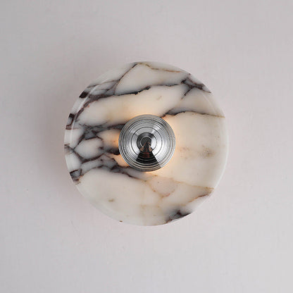 Contemporary Nordic Round Iron Marble LED Wall Sconce Lamp