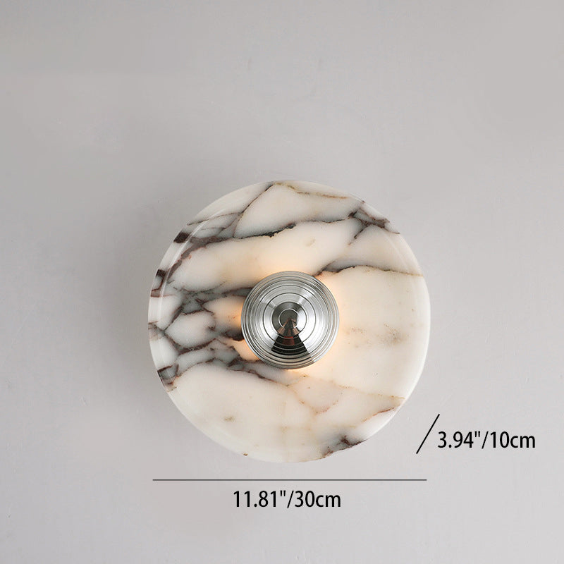 Contemporary Nordic Round Iron Marble LED Wall Sconce Lamp