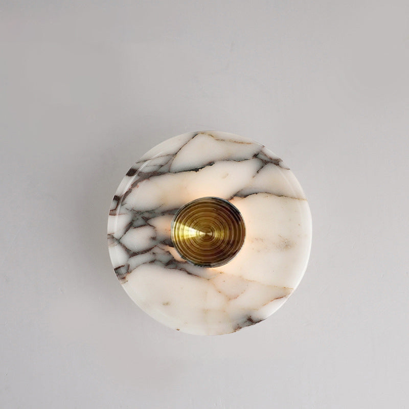Contemporary Nordic Round Iron Marble LED Wall Sconce Lamp