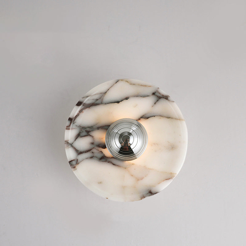 Contemporary Nordic Round Iron Marble LED Wall Sconce Lamp