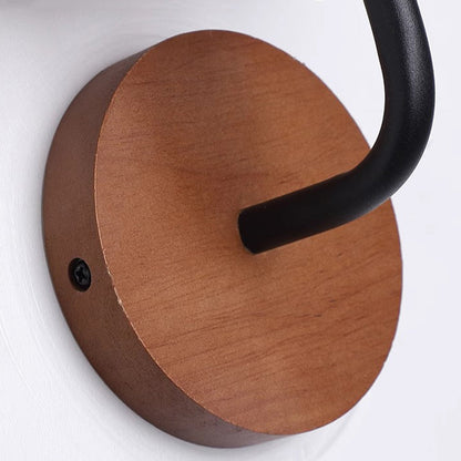 Round Mushroom Metal Walnut Travertine LED Wall Sconce Lamp