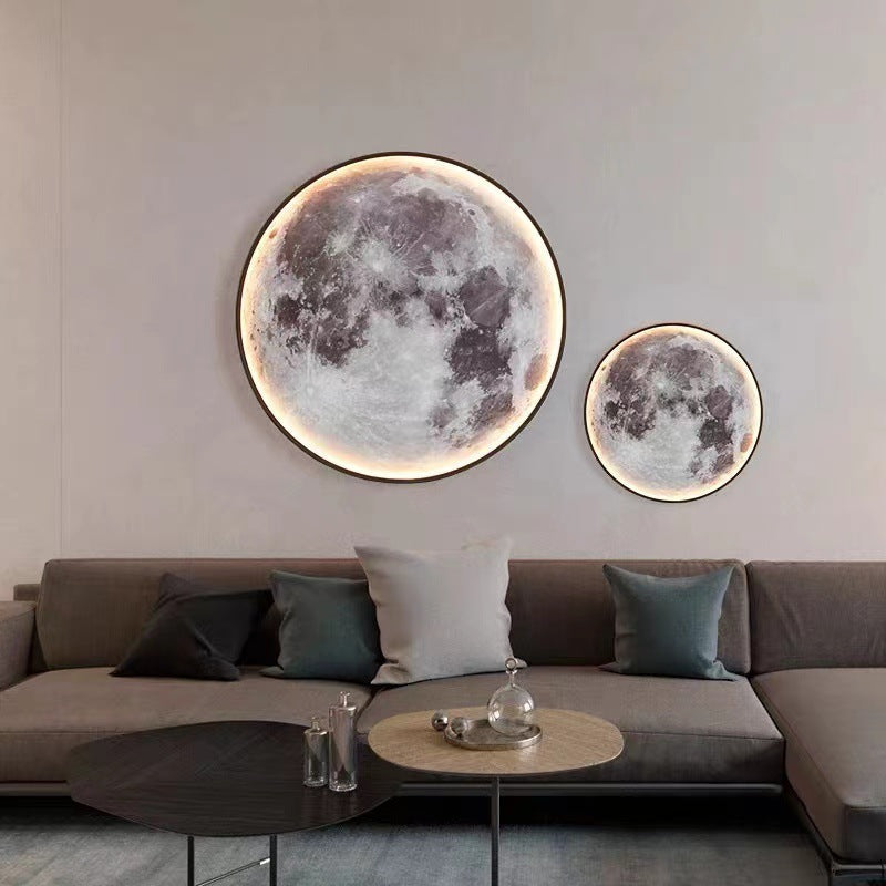 Round Moon Pattern Iron Acrylic LED Wall Sconce Lamp