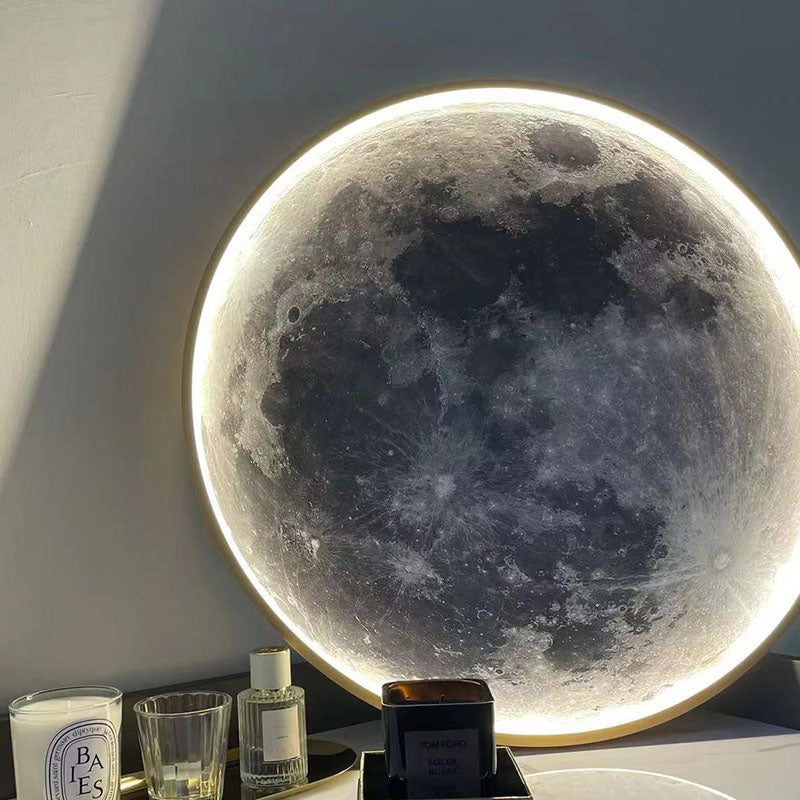 Round Moon Pattern Iron Acrylic LED Wall Sconce Lamp