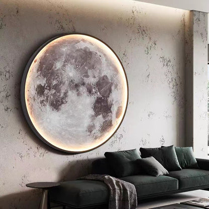 Round Moon Pattern Iron Acrylic LED Wall Sconce Lamp