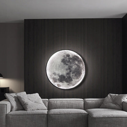 Round Moon Pattern Iron Acrylic LED Wall Sconce Lamp