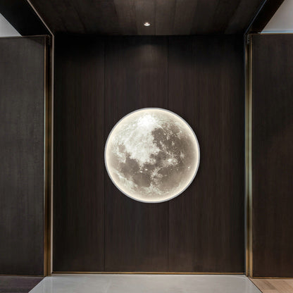 Round Moon Pattern Iron Acrylic LED Wall Sconce Lamp