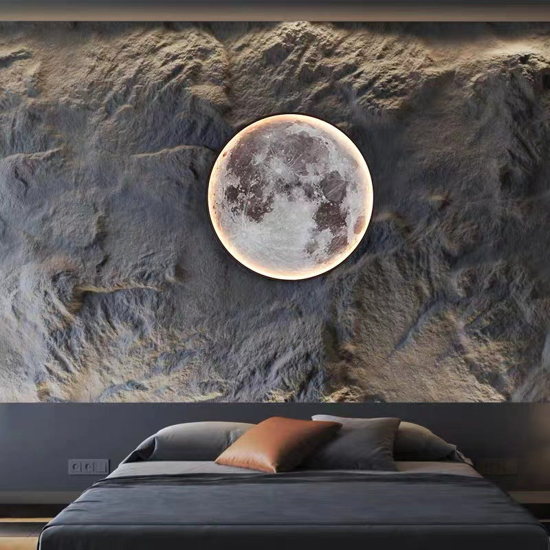 Round Moon Pattern Iron Acrylic LED Wall Sconce Lamp