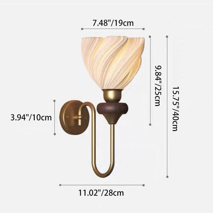 Petal-Shaped Solid Wood Iron PLA 1-Light Wall Sconce Lamp