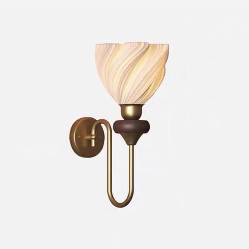 Petal-Shaped Solid Wood Iron PLA 1-Light Wall Sconce Lamp