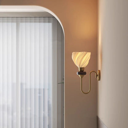 Petal-Shaped Solid Wood Iron PLA 1-Light Wall Sconce Lamp