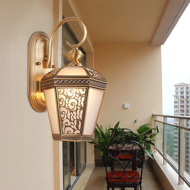 French Copper Glass 1-Light Outdoor Wall Sconce Lamp