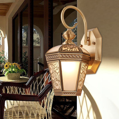 French Copper Glass 1-Light Outdoor Wall Sconce Lamp