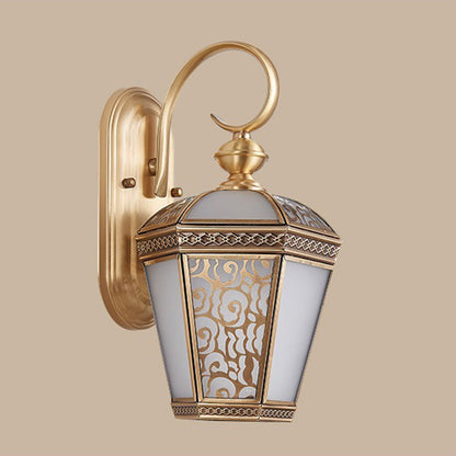 French Copper Glass 1-Light Outdoor Wall Sconce Lamp