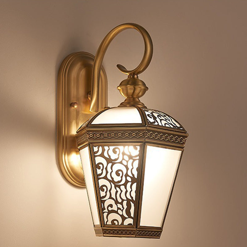 French Copper Glass 1-Light Outdoor Wall Sconce Lamp