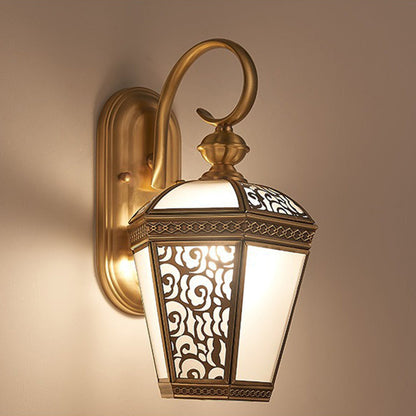 French Copper Glass 1-Light Outdoor Wall Sconce Lamp