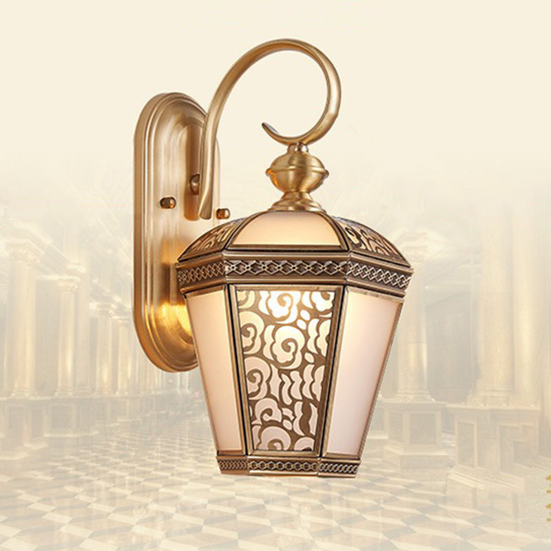 French Copper Glass 1-Light Outdoor Wall Sconce Lamp