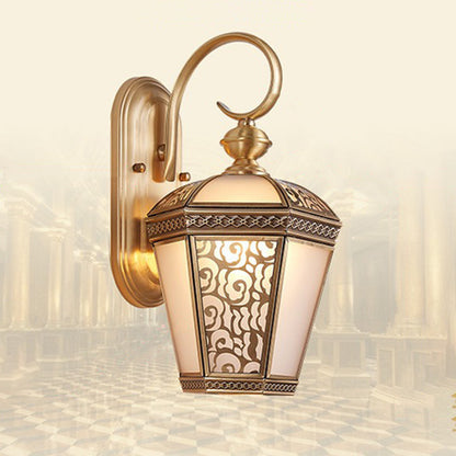 French Copper Glass 1-Light Outdoor Wall Sconce Lamp